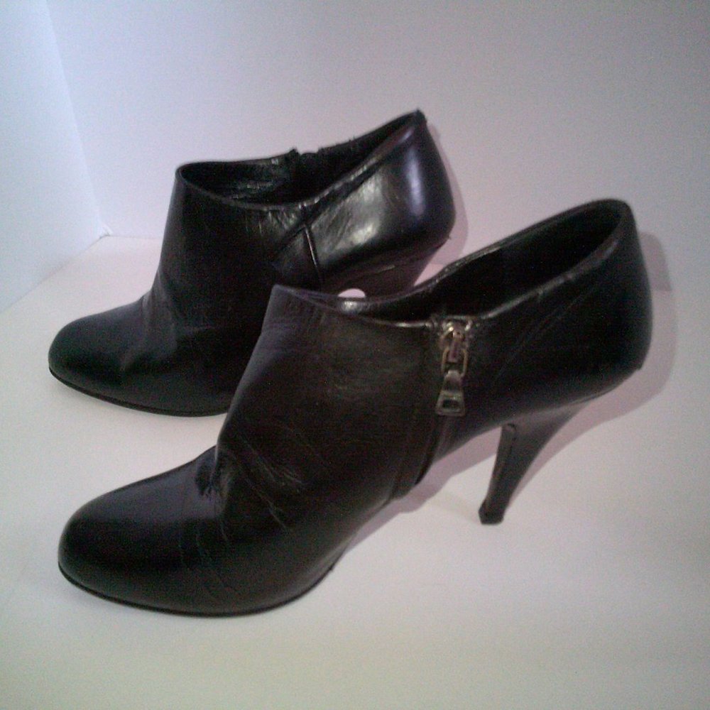 Prada Black Leather High Heel Booties